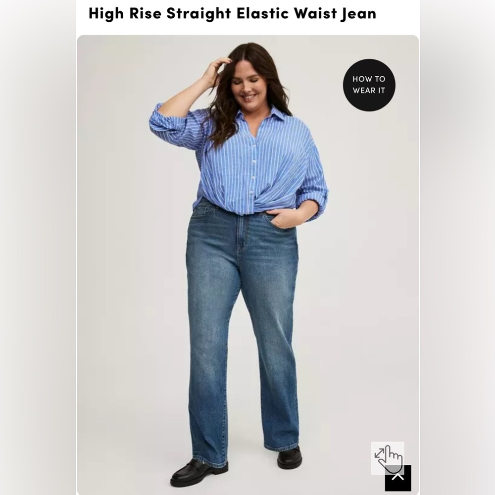 High Rise Straight Elastic Waist Jean by Torrid